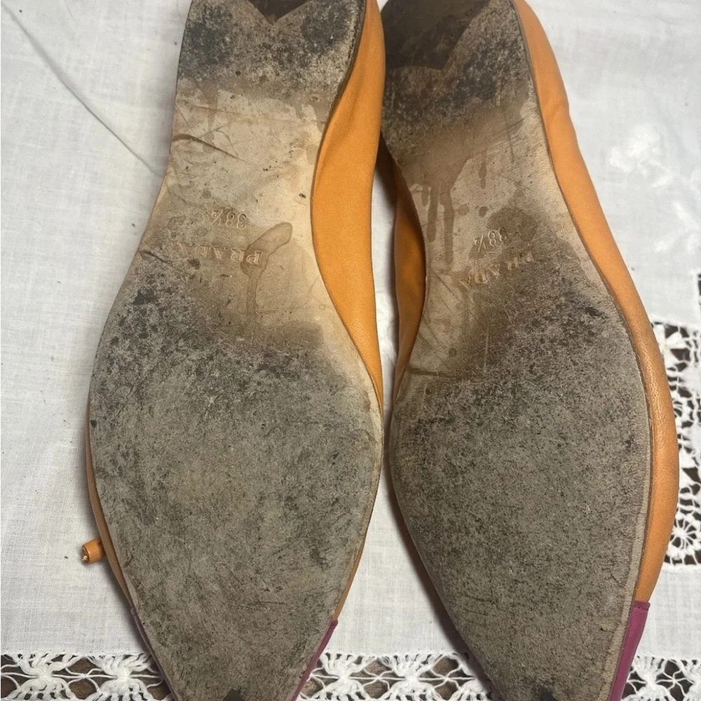 Prada Women's Vibrant Orange and Pink Flats - Picture 7 of 7